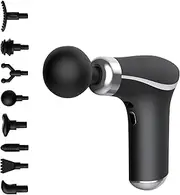FitSmart HyperPro Mini Massager Compact Massage Gun with 8 Attachments, 3 Strength Levels, Portable Design, USB Charging, Lightweight Black