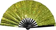 [Generic] Decorative Hand Fan Foldable, Glitter Holographic Rave Hand Fan, Chinese Kung Decorat Hand Fu Tai Chi Dance, for Party, Fan,