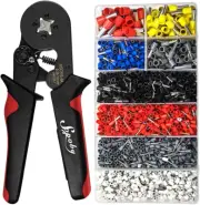 Ferrule Crimping Tool Kit - Ferrule Crimper Plier (AWG 28-7) with 1800Pcs Wire