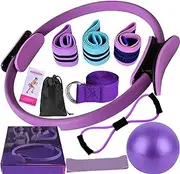 Pilates Essentials Kit for Women. Pilates Equipment Complete Set, Pilateskit for Home Workouts Women, Magic Circle Pilatesring and Ball, Suitable for Advanced and Beginners Users