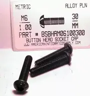 M6-1.00X30MM BUTTON HEAD SOCKET CAP SCREWS GRADE 12.9 STEEL BLACK (25)