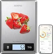 RENPHO Digital Food Scale, Kitchen Scale for Baking, Cooking and Coffee with Nutritional Calculator for Keto, Macro, Calorie and Weight Loss with Smartphone App, Stainless Steel