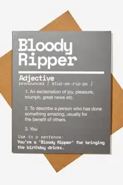[Typo] Typo - Funny Birthday Card - Bloody ripper welsh slate SOLID BLOODY RIPPER WELSH SLATE