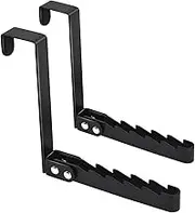 2 Pcs Over The Door Hooks Hanger Collapsible Folding Over The Door Organizer Rack Space Saving Hanging Storage Hanger for Clothes, Coats, Towels for Bedroom Bathroom(Black)