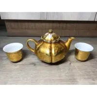 在飛比找蝦皮購物優惠-茶壺茶杯-金門宏玻陶瓷24k茶壺茶杯（茶壺直徑：約12公分）