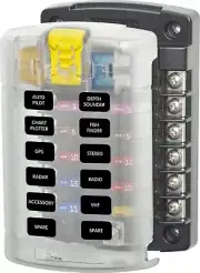 Blue Sea FUSE BLOCK STBLADE 12CIRC W/CVR 5029-BSS