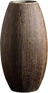 Ceramic Vase Brown Textured Large Wide Mouth, for Home Decor Artificial Flower Vases, Rustic Farmhouse Boho Style, Living Room/Entryway/Table Centerpieces/Dining Bedroom Shelf Decorative