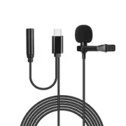 USB-C Clip-on Lapel Mic Lavalier Microphone Stereo Recording Condenser Type-C