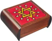 Star of David Wood Box Secret Puzzle Box Judaical Handmade Keepsake, Poland