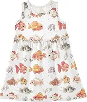 [Caihoyu] Girls Summer Tank Dresses Toddler Kids Swing Casual Spring Dresses Easter Outfit, Multicolor01, 4 Years