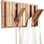 Coat Rack Wall For Farmhouse Wood Rustic 6 Hooks Mount 10.4inch Retractable Wal