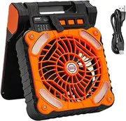 Solar Powered Fan | Solar Camping Fan - 4-Speed Settings Portable Rechargeable Conditioner With LED Lighting For Hiking Fishing, Tailgating, Beach