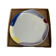 Fringe Studio Canv Blue Edge Abstract Design Trinket Tray Catch All Dish Plate