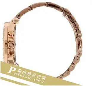 雅格時尚精品代購Michael Kors MK手錶鑲鑽玫瑰金三眼計時日曆女生石英手錶MK5412 美國正品