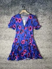 Top Shop Topshop Button Down Floral V Neck Satin Mini Dress US Size 6