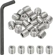 uxcell 3/8-16x3/8 Internal Hex Socket Set Grub Screws, 20 Pcs 304 Stainless Steel Cup Point Set Screw with Hex Key Wrench for Door Handles Bathroom Fixtures