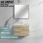 750mm Wall Hung Bathroom Vanity White Oak MDF Vanity Cabinet With Basin Unit