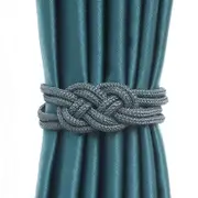 4PCS Magnetic Curtain Tiebacks Buckle Holder Hooks Rope braided Tie Backs Teal