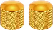 uxcell 2Pcs Aluminum Guitar Knobs Shaft Volume/Tone Gold Control Knobs CNC Machined Knurled Design for Electric Guitar Bass Audio Tuning Replacement