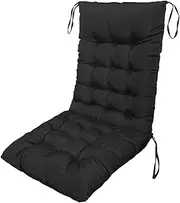 Garden Chair Cushion | High Back Chair Cushion with Ties, Sun Lounger Cushions Patio Chair Cushions, Seat Cushions with Backrest, Indoors/Outdoors Patio Seat Pad Cushion for Garden Chairs(Black)
