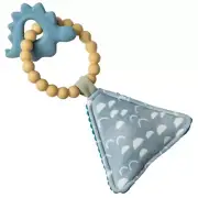 Mary Meyer Simply Silicone Teether with Soft Squeaker Toy, 9-Inches, Dino