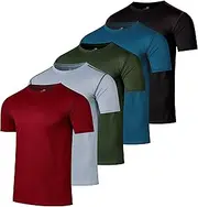 [Real Essentials] 5 Pack Men’s Active Quick Dry Mesh Crew Neck T Shirts | Athletic Short Sleeve Tee (Available in Big & Tall)