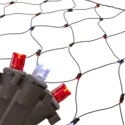 Northlight 4' x 6' Red White Micro LED Net Style Christmas Lights, Brown Wire