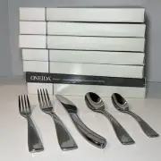 LOT Oneida Stainless Flatware Curva 7 Sets Knives Forks Spoons 35 Pieces NIB NEW
