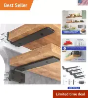 Versatile Wall Mount Floating Shelf Brackets - Heavy-Duty 6 Inch Black Brackets