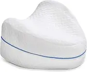 EZONEDEAL Knee Pillow for Side Sleepers, Orthopedic Memory Foam Wedge Contour Pillow for Thighs, Leg Pillow for Back Hip Legs Knee Support Wedge and Pressure Relief - White