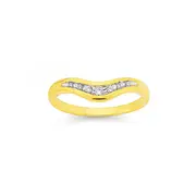9ct Gold, Diamond Curved Band
