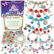 Charm Bracelet Making Kit,Jewelry Making Supplies Beads,Unicorn/Mermaid Crafts Gifts Set for Girls Teens Age 8-12