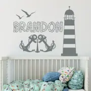 Boys Name Wall Decal Anchor Decal Sticker Nautical Nursery Decor Vinyl Art MM14