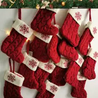 在飛比找樂天市場購物網優惠-聖誕節裝飾品 針織圣誕襪毛線襪 刺繡禮物袋兒童糖果禮品袋【不