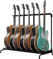 Flexzion Multi Guitar Stand Rack 7 Multiple Holder - Universal Instrument Display Stand, Folding Padded Storage Organizer, Band Stage Bass Slot for Electric Acoustic Guitars Ukulele Music Instruments