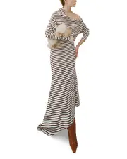A. w.a. k.e. Mode Off-the-Shoulder Striped Dress