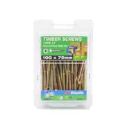 Zenith 10G x 75mm Gold Passivated Type 17 Countersunk Head Timber Screws - 50 Pack