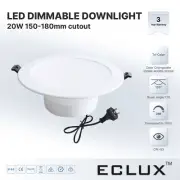 20W 10W SMD LED Tri Colour Dimmable Downlight 150mm 90mm Cut out CCT Modern