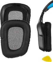 Geekria QuickFit Replacement Ear Pads for Logitech G35, G930, G430, F450 Headphones Ear Cushions, Headset Earpads, Ear Cups Cover Repair Parts (Black)