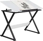 Yaheetech Drafting Table for Artists Art Desk Drawing Painting Studying Table w/Tilted Tabletop Art Craft Work Station for Adults Home Office School Use