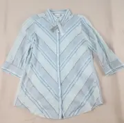 Chico's Tunic Top Striped Linen Loop-back Tunic Lagenlook Size 0 New With Tags