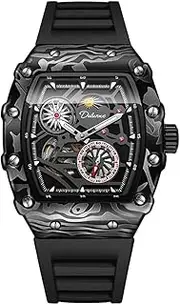 [DAXIAOYU] Fashion Flywheel Sports Watches for Men Automatic Mechanical Watch Luxury Luminous Wristwatch Moon Phase Tonneau Clock