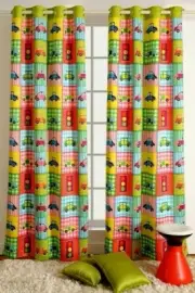 2 x DIGITALLY PRINTED CARS BABY/KIDS EYELET BLOCKOUT CURTAIN/DRAPE 122cm x 228cm