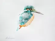 Kingfisher, Birds, Watercolor artwork, Handmade, Original painting on paper