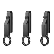 3PCS Heavy Duty Belt Key Holder with 6Pcs Metal Key Rings, Stainless Steel Black Men Keychain Tactical Key Holder Clip