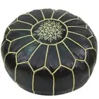 LEATHER MOROCCAN OTTOMAN FOOTSTOOL GENUINE POUFFE POUF BOHO HANDMADE UNSTUFFED
