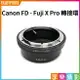 【199超取免運】[享樂攝影] Canon FD鏡頭轉接Fujifilm X-Mount 轉接環 X-Pro1 X接環 無限遠可合焦S.S.C FD FL LENS 銘鏡 AE-1【APP下單跨店最高20%點數回饋!!】