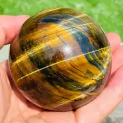 457g Natural Gold Blue Tiger's-eye Sphere Crystal Ball Specimen Healing