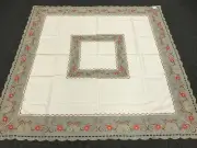 88" Square Christmas Embroidery Poinsettia Organza Fabric Tablecloth 12 Napkins