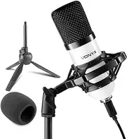 Vonyx CM300W Studio USB Microphone with Shock Mount Professional Recording MIC Echo White USB